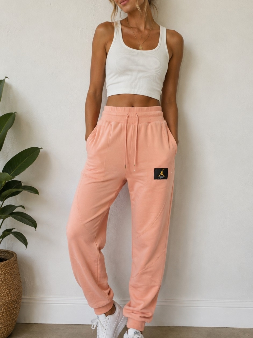 Jordan Flight Fleece Jogger Sweatpants Peach Pink Small Jumpman